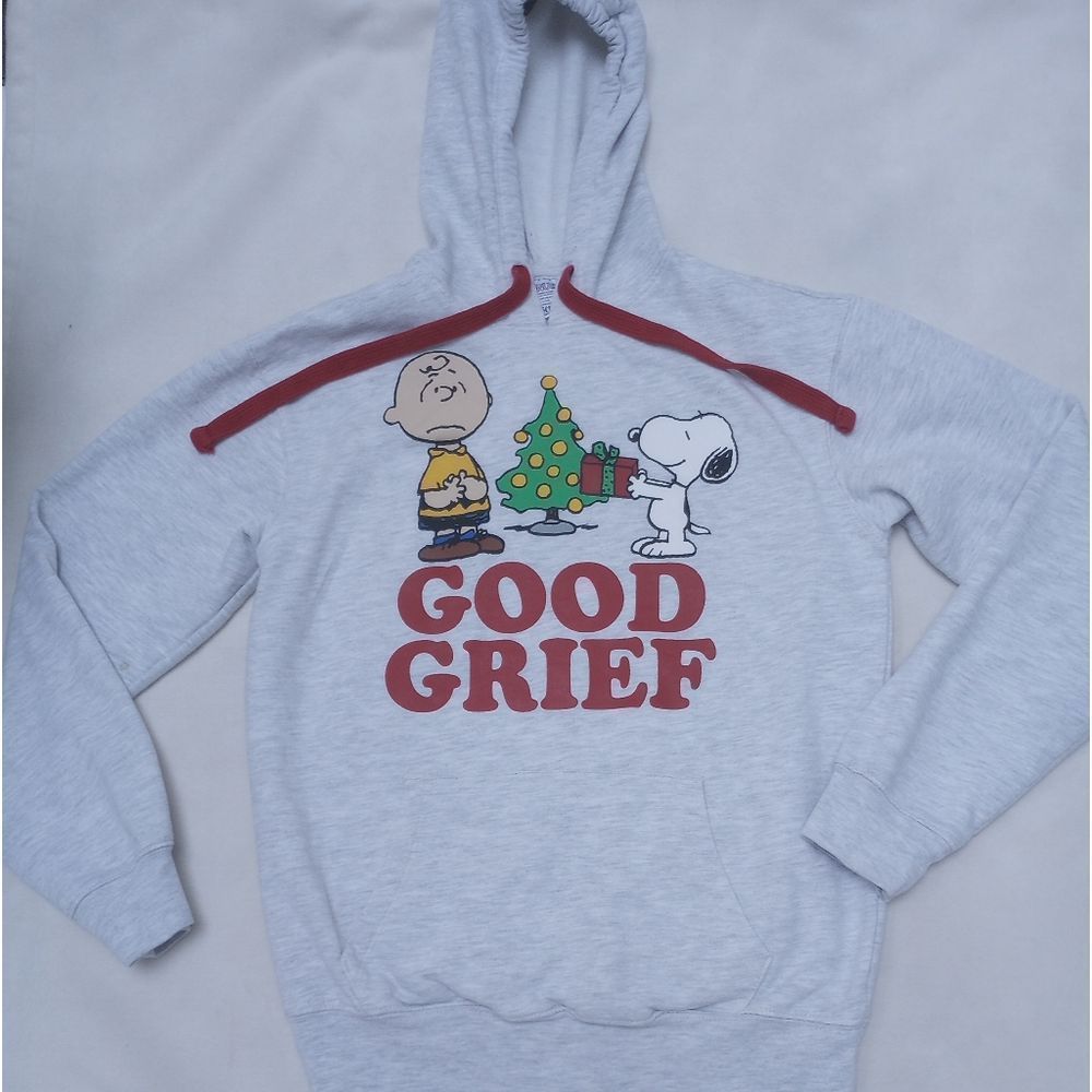 Peanuts Charlie Brown Snoopy Good Grief Holiday Hoodie, size XS